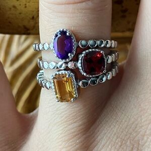 Multi Gemstone Stackable Ring Set Size 6